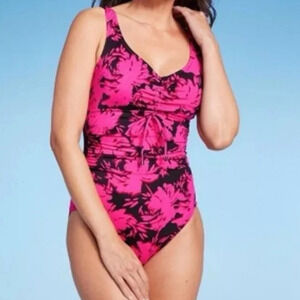 NWT Aqua Green Women's Cinch-Front One Piece Swimsuit S